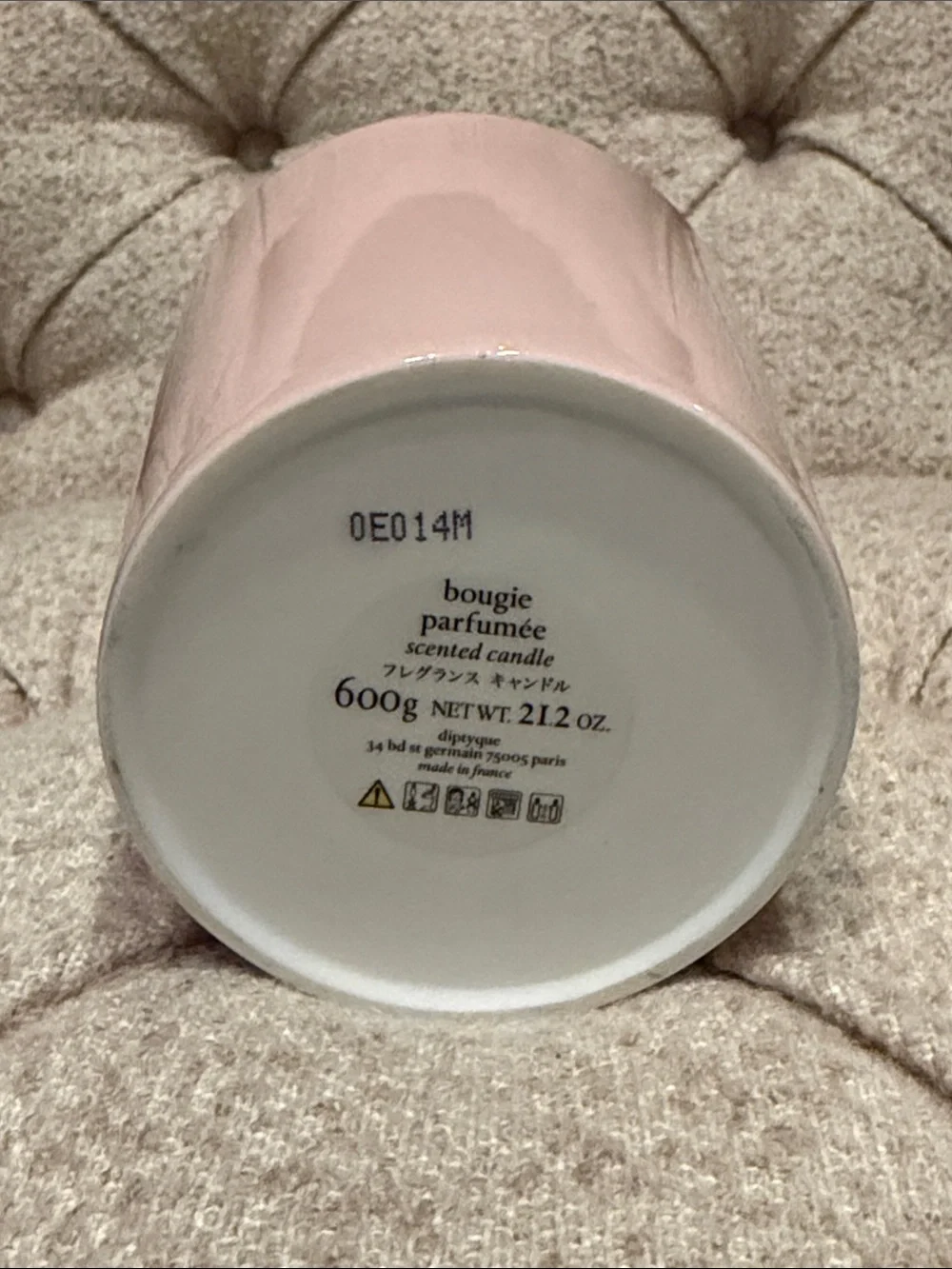 diptyque Pink Embossed Roses Ceramic Candle Holder